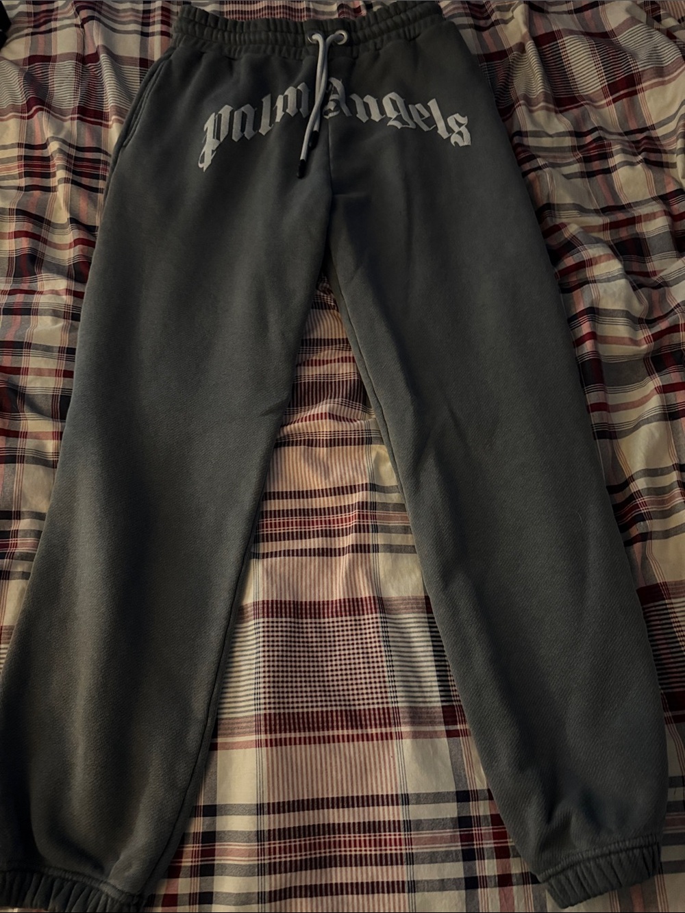 Palm Angels Charcoal Sweatpants with White Gothic Logo